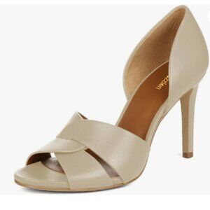 Pazzion Creamy Open Toe High Heel Slip On Stilettos Heels Two Piece Sandal